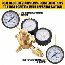 Pressure Regulator Nitrogen Regulator 0-600 PSI CGA580 Inlet, 1/4" Male Threaded Flare Outlet Connection, Heavy-Duty Handle, Self-Resetting Pressure Relief Valve, Nitrogen Tank Regulator - A - View 11