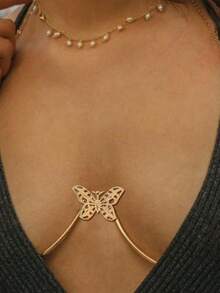 Ladies' New Explosive Butterfly Chest Support Metal Retro Simple Fashion Party Sexy Hot Girl Body Chain - Gold - View 1