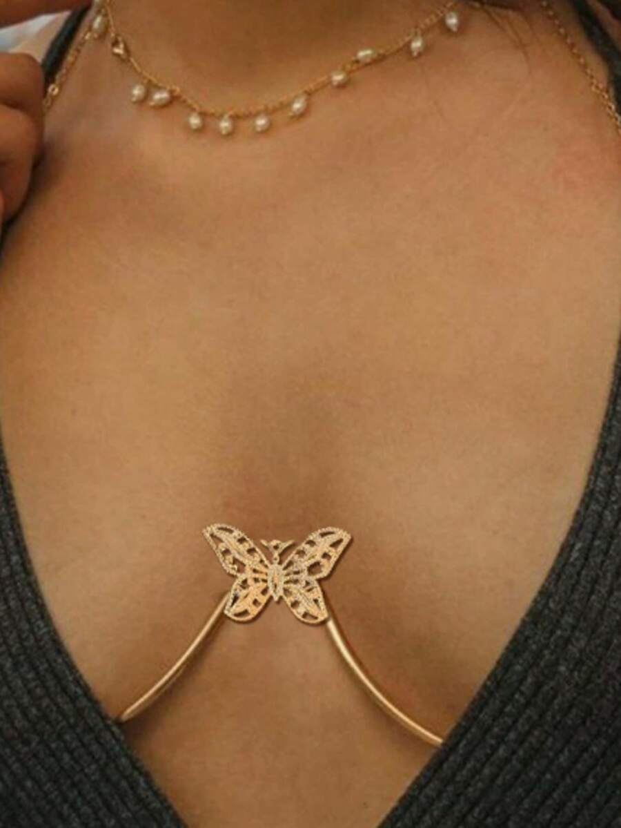 Ladies' New Explosive Butterfly Chest Support Metal Retro Simple Fashion Party Sexy Hot Girl Body Chain - Gold - View 1