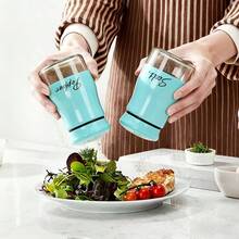 Retro Black And White Glass Spice Jars: 2-Piece Farmhouse Style Salt And Pepper Jars, Stainless Steel Lid With Handle, Kitchen Salt And Pepper Powder Jar With Iron Rack, Stainless Steel Glass Sprinkler, 4oz Spice Jar - Nhiều màu - Xem 9