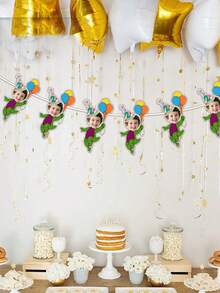7/14/21pc Custom Face Barney Birthday Banner, Personalized Photo Party Garland,Barney Dinosaur Themed Party Decor | Birthday Party Supplies | Photo Booth Prop | Flags Funny,Personalized Gifts,Party Favors - Multicolor - View 10