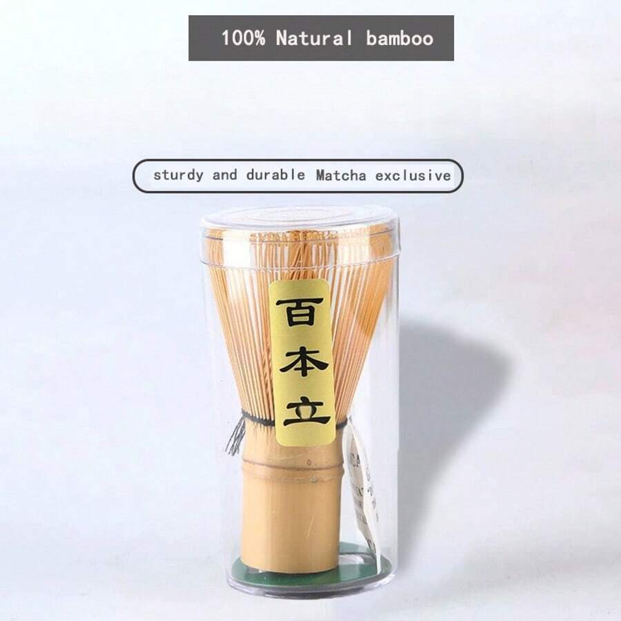 Batidor de matcha natural, cepillo de té de matcha de estilo japonés de bambú, accesorios de tazón de matcha para la ceremonia del té - Cepillo de té de pie de cien piezas - Ver 1