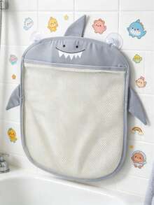 Shark Shaped Storage Bag - Baby Bathroom Mesh Bag, Cartoon Animal Hanging Storage Mesh Bag, Toy Storage Bag, Children's Bathroom Supplies, Children's Bathroom Toy Storage Mesh Bag, Baby Bath Supplies, Birthday Gift, Party Favors, Shark Theme Decor, Suction Cup Hanging Bag - Shark - View 9