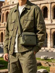 Bolso bandolera impermeable para hombres con múltiples bolsillos, bolso cruzado casual y ligero adecuado para el uso diario, viajes y compras - Verde - Ver 8