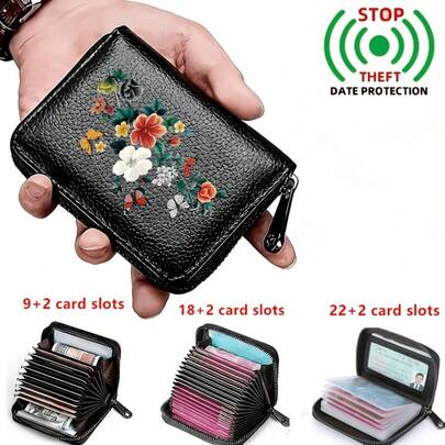 Ví đựng thẻ tín dụng chống RFID - Thiết kế xếp ly thời trang với ngăn đựng tiền xu, quà tặng Giáng sinh cho nam và nữ, quà tặng cho nữ, ví nhỏ màu đen, quà tặng cho mẹ, quà tặng cho bố, quà tặng từ bạn bè