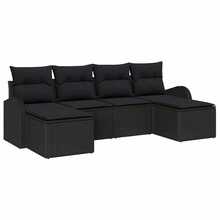 vidaXL Sofa Set Mit Kissen Mit Speicher 6 Pcs Schwarz Poly-Rattan - Schwarz - Übersicht 2