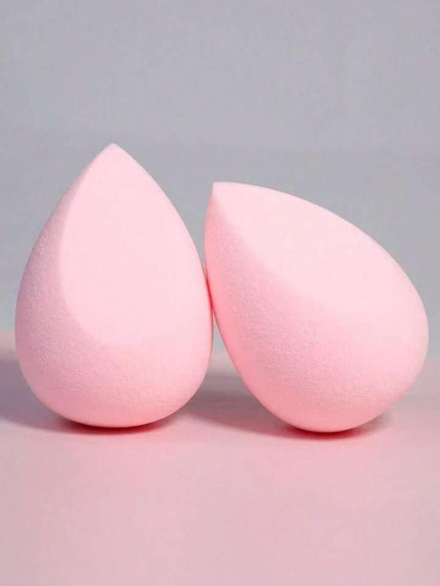 Baby Pink Water-Drop Shaped Beveled Makeup Puff With Pointed Part, Bevel Part And Bottom Ground - Baby Pink - View 1
