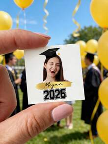 Custom Photo Temporary Tattoo Stickers Personalized Graduation Portrait Design, Celebration Style Body Decor For Graduation Party Ceremony, Customized Name Date Tattoo Decal Keepsake Gift, Customizable Favor For Friends Classmates Family Graduation Season - Multicolor - View 8