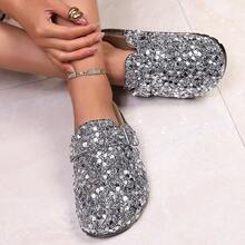 1 đôi sandal nữ đế dày đính sequin mới, thời trang và đa năng, thích hợp cho các buổi đi chơi và tiệc tùng. - Dép nữ - Xem 21