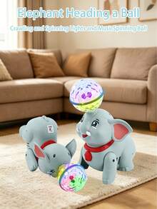 Juguete eléctrico giratorio de elefante para niños, adecuado para niños a partir de 2 años. Cuenta con efectos especiales de sonido y luz, efecto especial de rotación de la bola superior, interacción de sonido y luz. Fabricado en material ABS, es resistente a los golpes. - Multicolor - Ver 4