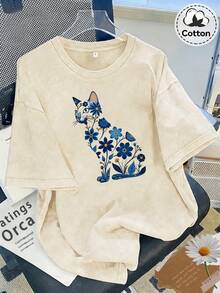 Summer Tops 2026 Y2K, Cool, Outdoor Sports, Modern Street Style, Oversized Washed 230g Fashion Pure Cotton Vintage Washed Women's T-Shirt, Fresh And A - 杏色 - 查看 12