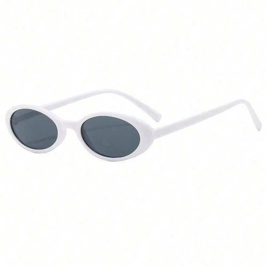 Women's Small-Framed Retro European And American Style Teardrop-Shaped , Jelly-Colored Sun Protection ,  And Stylish, Suitable For Travel. Lightweight, Comfortable, Non-Slip, Doesn't Press On The Nose, Durable, And Flattering For All Face Shapes (Round, Square, Long, Oval). Unisex And Couple Styles Available. - White Frame With Gray Accents - View 1