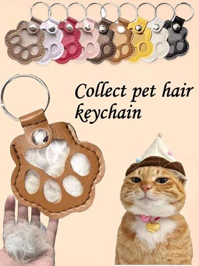 2pcs/5pcs Pet Hair Storage Keychain, Cute Dog Paw Shaped, Cartoon Pet Hair Storage Leather Case, Cute Dog Paw Printed Leather Keychain, Keychain Pendant To Store Pet Hair, Portable Pet Hair Memorial Keychain Pendant, Collect And Store Cat/Dog Hair Memento, Suitable For Hanging Keys, Kids Gift, Phone Case, Christmas/Halloween (PU Leather Paw Print/Heart Shape)