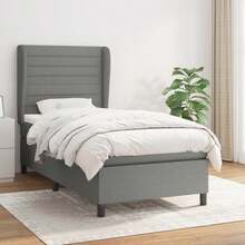 vidaXL Boxspringbett Mit Matratze Dunkelgrau 90x190 Cm Stoff - Gris - Ver 1
