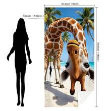 1pc Funny Inverted Giraffe Print Beach Towel - Lightweight, Quick-Dry, Soft Polyester Beach Mat With Palm Tree And Ocean Pattern, Ideal For Camping, Beach, Surfing And Swimming, Beach Accessories | Modern Beach Towel | Durable Beach Mat, Beach Towel - Fun Upside-down Giraffe - View 11