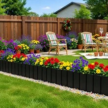 12 pièces Clôture de jardin à texture de fausse pierre, bordure de parterre de fleurs en plastique, séparation de décoration de cour extérieure, barrière de protection de pelouse et verdure, installation DIY facile, matériel de conception de paysage de jardin, décoration de cour pour les fêtes - Brun - 12 pièces - Voir 7