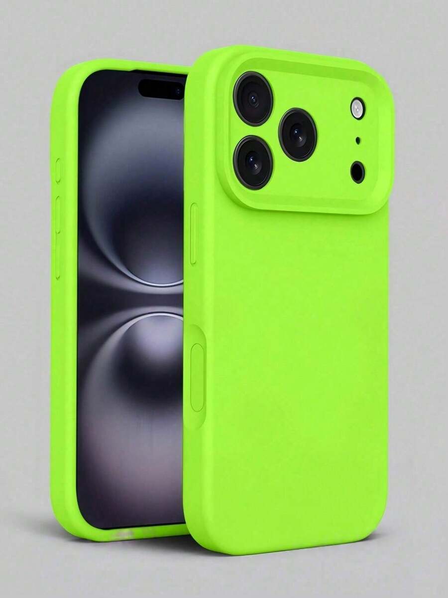 高品质液态硅胶手机壳，兼容 17 Pro Max、17 Pro、17 Air、17、16、15、14、13、12、11 Pro Max Plus，触感柔软，防震保护套 - 螢光綠 - 查看 1