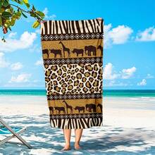 Animal Leopard & Zebra Pattern Beach Towel, Quick-Dry Microfiber Beach Towel For Summer Vacation, Soft Absorbent Anti-Sand Swimming Bath Towel, Suitable For Beach, Pool, Bathroom, Travel, Lightweight & Fade-Resistant Patterned Towel For Men & Women - Beraneka Warna 1 - View 5