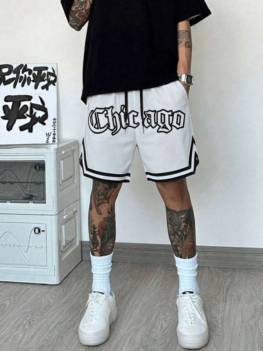 父親節禮物 男士休閒運動短褲 男友風印花 男友風 適合健身與運動 抽繩腰頭 彈性輕量 適用於籃球、棒球、跑步、訓練