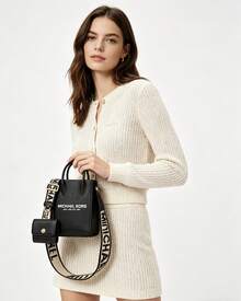 Michael Kors Mirella Handbag Set with Wallet-Top-Handle Small Satchel Purses Crossbody Tote Bag for Women with Adjustable Strap - 黑色 - 查看 6