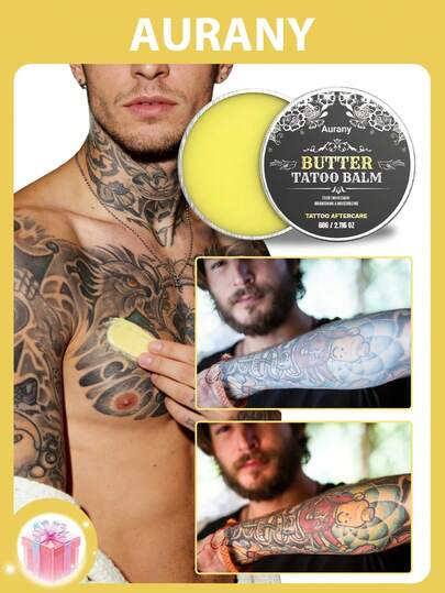AURANY 60g Productos para el cuidado de perforaciones y tatuajes, suministros para tatuajes, crema nutritiva para tatuajes - Crema para el cuidado de tatuajes, microescultura cosmética y suministros para tatuajes artísticos - Suave, no grasosa, protectora del color y resistente al desvanecimiento, adecuada para uso diario en piel con tatuajes nuevos