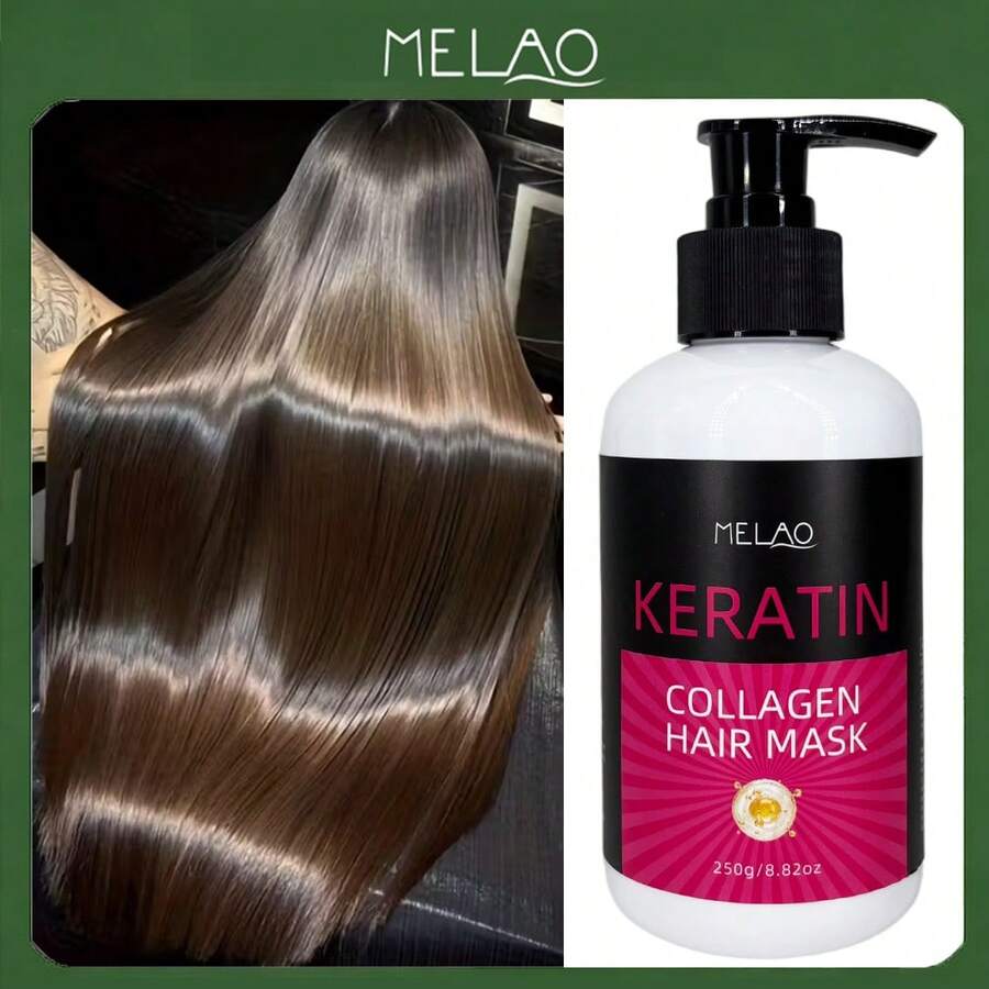 角蛋白胶原蛋白发膜，MELAO 角蛋白胶原蛋白发膜，适用于干枯受损毛躁发质，深层修护，令秀发柔顺亮泽，250克/8.82盎司 - 250g - 查看 1