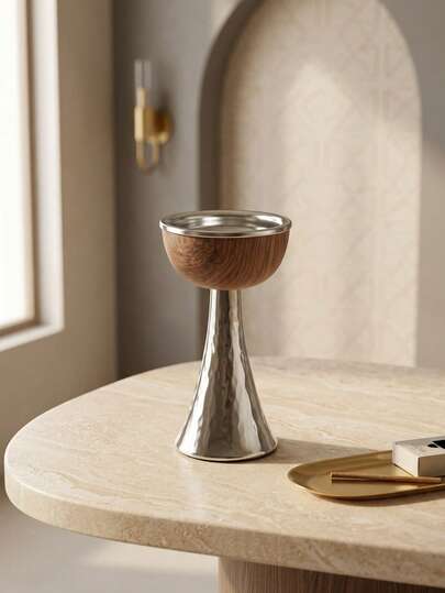 一套/一件复古铁艺锤纹木纹香薰炉，奢华中东风格香薰炉，适用于餐桌、卧室、客厅、玄关、茶室、高档餐厅、壁炉、家庭聚会、开斋节、瑜伽冥想、香氛空间、家居装饰、装饰摆件、桌面摆件