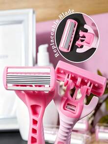 6-Layer Women's Shaving Razor, 6/12/18/24/36 Pcs Blades, Safety Razor For Women, Suitable For Intimate Areas, Armpits, Legs, Shaving Tool, Facial Care, Travel Essential - 1 Handle + 12 Blades - View 7