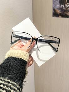 1 PC Women's Cat Eye Glasses Frame Retro Two Tone Polycarbonate Frame Clear Lenses Lightweight Snug Fit Suitable For Daily Office With Glasses Box - Multicolor - View 3
