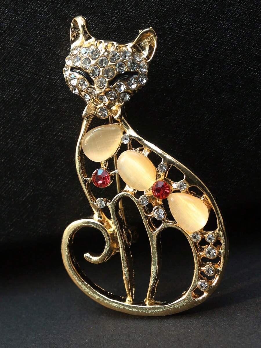 SHEEGIOR 时尚优雅的动物胸针，可爱闪亮的水钻猫眼石狐狸徽章胸针，适合女性防止走光，可作开衫纽扣、裤腰夹，也适合男士西装、正装、日常休闲装、舞会、领带、帽子、手提包、腰带扣等，是一款夹式配饰。