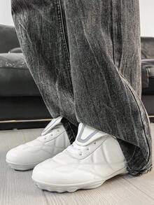 High Quality Men's Versatile Fashionable Casual Sneakers, Soft Sole Comfortable Niche Design Korean Style Skateboard Shoes - White - View 7