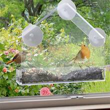 New Acrylic Small Bird Cage (Small House Shape Bird Cage Medium Size) Transparent Organic Glass Pet Feeder Outdoor Adhesive Bird Feeder - 1 - 查看 4