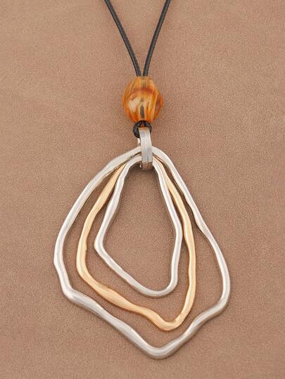 SUPBORA 1 chiếc mặt dây chuyền hình tròn dẹt bất đối xứng lớn, phong cách tối giản Boho thời trang dành cho nữ, dây thừng sáp đen.