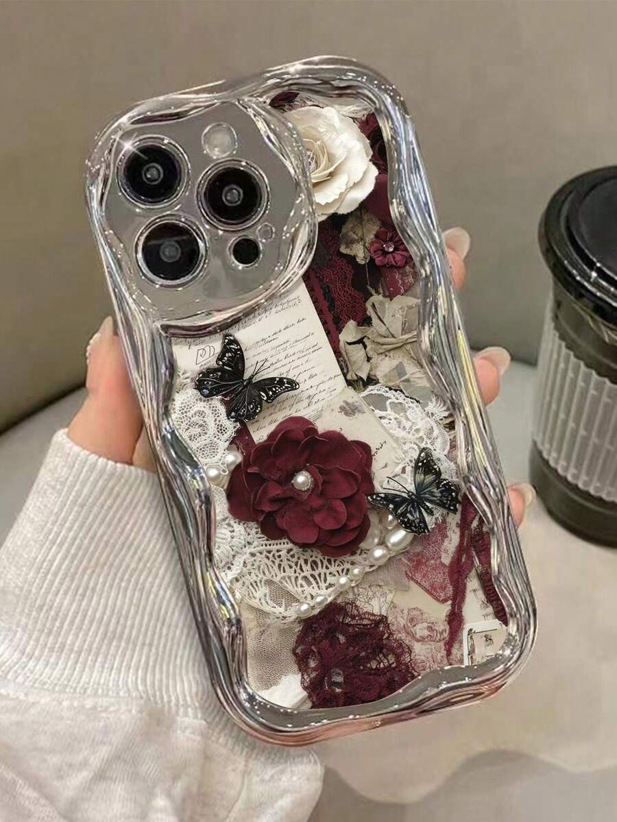 Patchwork Butterfly Colorful Printed Electroplated Cream Texture Soft Case Compatible With IP17/IP17PROMAX/Iphone16//Iphone16pro/Iphone16promax/Iphone15/ XR /7p8p/P12promax/P13promax/P14PROMAX /P13/P14/P11/P12/P14 Cute Fashionable Thick Protective Phone Case For XS/S/XSMAX/78GES2 - Multicolor - View 1