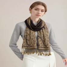 Women Rave Scarf Soft Silky Reversible Men Scarves - Black - View 2