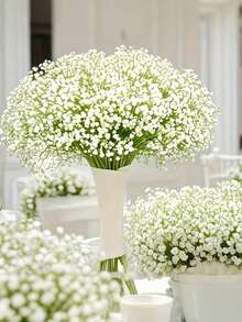 20/10/5/1pc Artificial White Baby's Breath, White Artificial Flowers, Suitable For Wedding Decoration, Home Decor, Tabletop Decor, DIY Floral Arrangement, Wedding And Holiday Party Decoration, Home Outdoor Garden Decor, Wedding, Party, Room Decoration - Multicolor - View 11