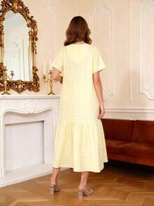 Bộ trang phục truyền thống Ramadan kiểu mới năm 2026 dành cho nữ, áo JALABIA cổ chữ V tay ngắn, thanh lịch, trang nhã, quý phái và uy nghi. - Màu vàng - Xem 10