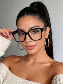 1/2/3副装 女士休闲经典方形优雅透明眼镜，适合日常驾驶、露营、钓鱼等场合 - 無色 - 查看 1