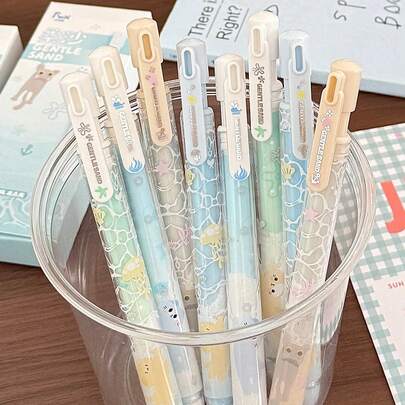 Bút bi ngòi 0.5mm viết trơn tru, hình dáng động vật biển dễ thương, thiết kế sinh vật biển màu pastel (Mèo/Hải cẩu/Sứa), thích hợp cho học sinh và ghi chép.