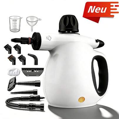 Steam Cleaner,1200W Powerful Fast-Heating, Handheld ,12pcs Multi-Surface Cleaning Accessories , 9.2FT Extended Power Cord & Safety Lock,Portable Steamer For Cleaning Home, Grout, Kitchen, Car, Window, Upholstery, Bathroom And Clothes,100% Natural Cleaning& Chemical-Free