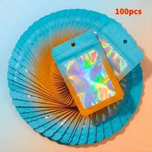 100个/包，加厚耐用，16mil渐变色可重复密封铝箔袋，半透明包装袋，多种尺寸可选。适用于珠宝、化妆品、美甲睫毛展示及礼品包装。 - 彩色 - 查看 17