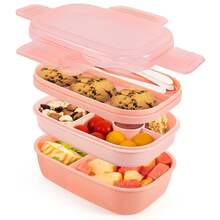 Caperci Stackable Bento Box For Adults, 55 Oz 3-Tier Lunch Box With Compartments, Built-In Utensil Set, Leakproof Lunch Container For Work - Multicolor - View 11