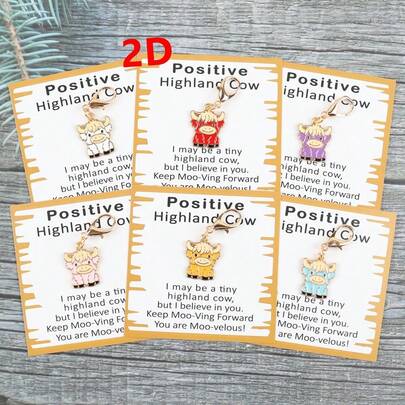 2D 1 pièce/6 pièces Porte-clés vache des highlands positive et mignonne. Cadeaux d'anniversaire pour hommes, femmes, sœur, ami, fils, mère, père, fille, collègues. Cadeaux de soutien émotionnel et d'inspiration. Cadeaux pour la mère, le père, la remise des diplômes et l'enseignant.