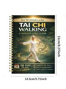 1本初学者太极拳练习手册 - 螺旋装订，包含循序渐进的日常练习，动作轻柔，适合健身、训练和练习，提供分步太极拳指导。 - 彩色 - 查看 5