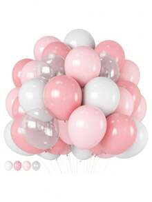 30/60pcs Dusty Pink Balloons 12 Inch Blush Pastel Light Baby Pink And White Latex Party Balloon With Clear Balloons For Women Girls Boho Birthday Wedding Bridal Shower Anniversary Party Decoration, Mother's Day, Teacher Appreciation Gifts - Multicolor - View 1