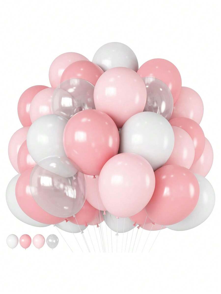 30/60pcs Dusty Pink Balloons 12 Inch Blush Pastel Light Baby Pink And White Latex Party Balloon With Clear Balloons For Women Girls Boho Birthday Wedding Bridal Shower Anniversary Party Decoration, Mother's Day, Teacher Appreciation Gifts - Multicolor - View 1