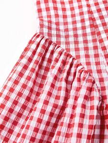 Áo hai dây kẻ caro đỏ trắng cho nữ, cổ hình trái tim, eo thon, dáng chữ A, chân váy xếp ly, kiểu dáng thường ngày ngọt ngào, cổ điển, thích hợp cho hẹn hò, đi chơi, nghỉ lễ, váy ngắn ôm sát co giãn, thanh lịch mùa xuân/hè. - Đỏ - Xem 9