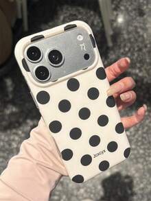 Minimalist Cute Polka Dot Pattern Phone Case Suitable For IPhone 17 Pro Max, 17 Pro, 17, 16 Pro Max, 16 Pro, 16, 15 Pro Max, 15 Pro, 14 Pro Max, 14 Pro, 13, 12 Pro Max, 11, 16, 15, 14 Plus, Fashionable Minimalist Macaron Color Soft Shock-Proof Phone Protective Cover, Suitable As A Gift - White - View 4
