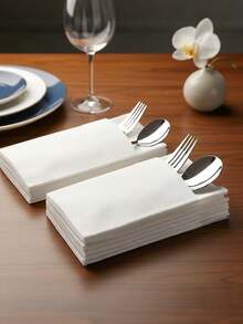 10/15pcs Disposable White Cutlery Bags With Cutlery Pocket, Elegant Disposable Paper Napkin Bags For Wedding, Birthday, Baby Shower, Anniversary, Bridal Party, Graduation, Holiday Party, Party Supplies, Home Decor, Tabletop Decoration, Kitchen & Dining Accessories - Pure White - View 9