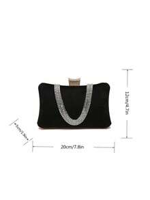 Women's Mini Glamorous Crystal Rhinestone Shiny Evening Clutch Bag, Shoulder Chain Bag - Black - View 5